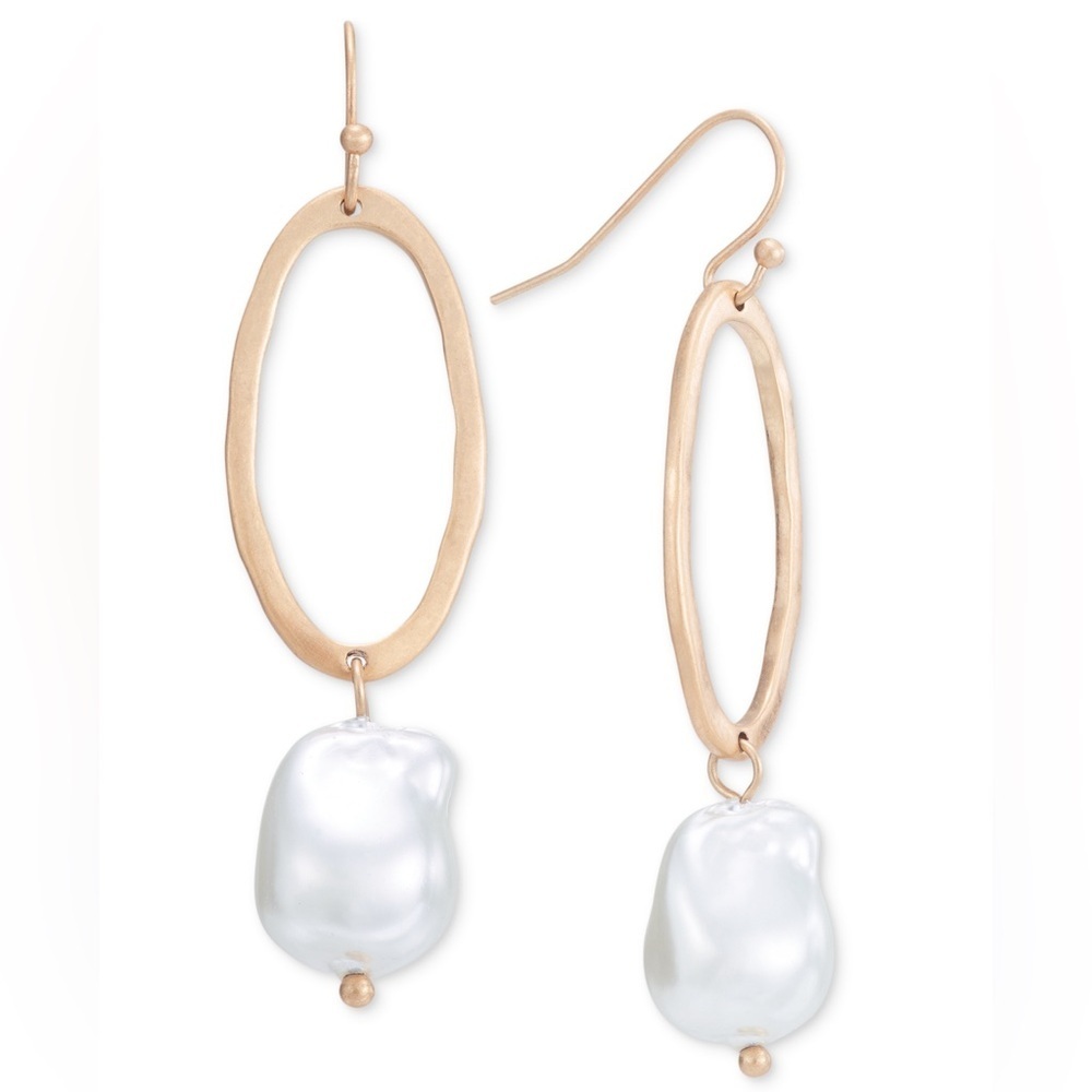 NWT Open Oval & Color Stone Drop Earrings